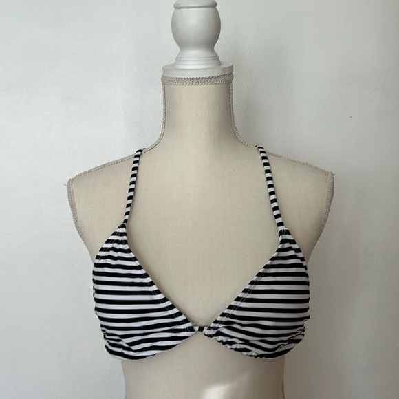 Other - Black and white stripe bikini top medium nwt